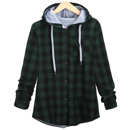 Colorful Checkered Women's Hoodie Cardigan