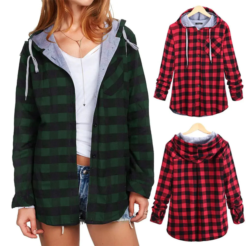 Colorful Checkered Women's Hoodie Cardigan